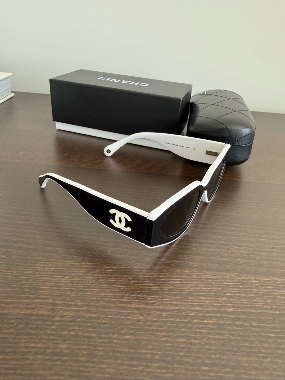 CHANEL Black & White Cat-Eye Sunglasses
